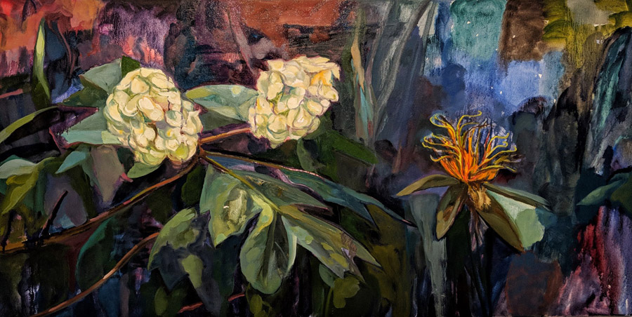 Caressing a Still Garden, oil on canvas, 24 x 48