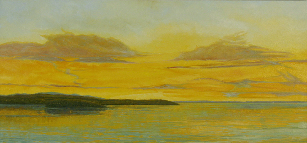 &lt;i&gt;Shimmering Bay View,&lt;/i&gt; oil on canvas, 26 x 54&quot;