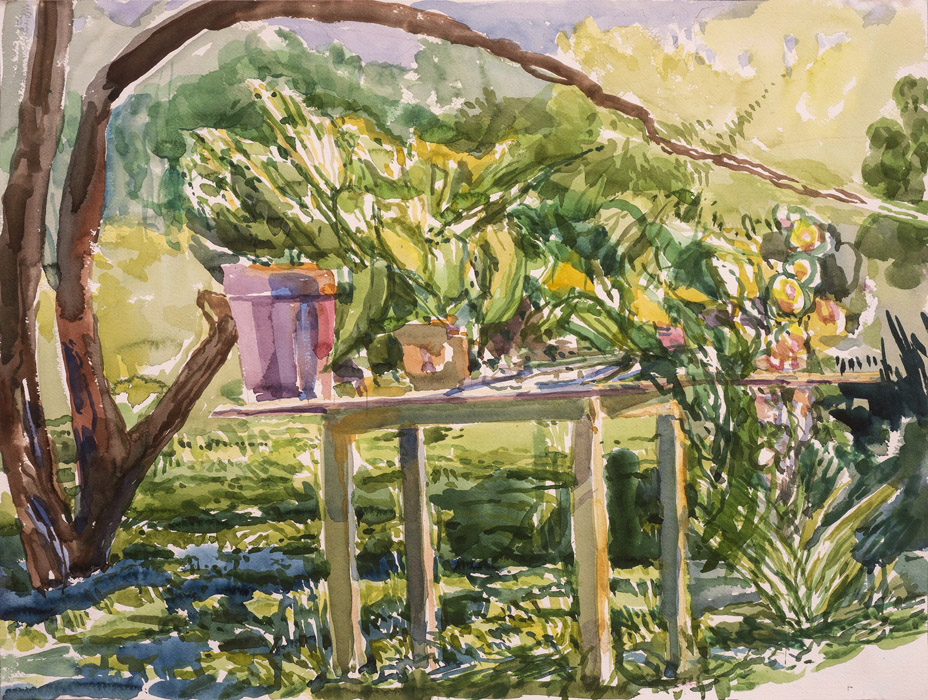 Gardener's Table Under the Trees, 18 x 24