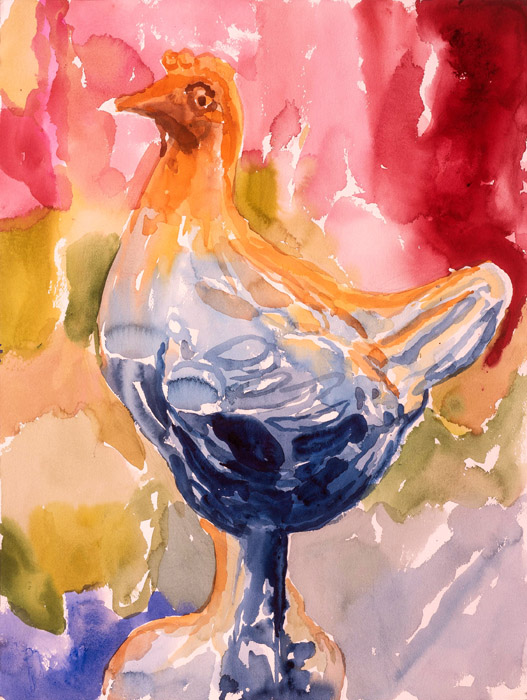 Golden Rooster, watercolor, 24 x 18