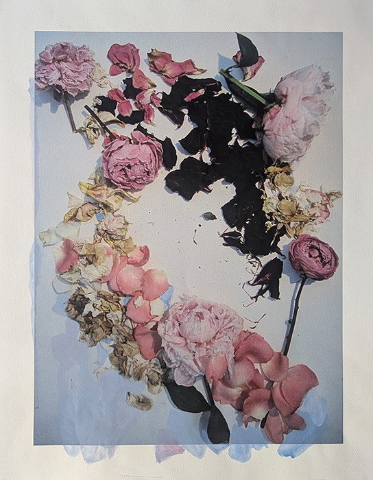 Elegant Afternoon, gouache over my printed photograph, 26 x 20.6”