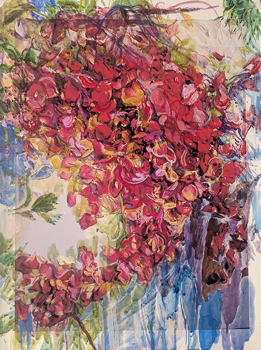 Rose Map, gouache over my printed photograph, 26 x 20”